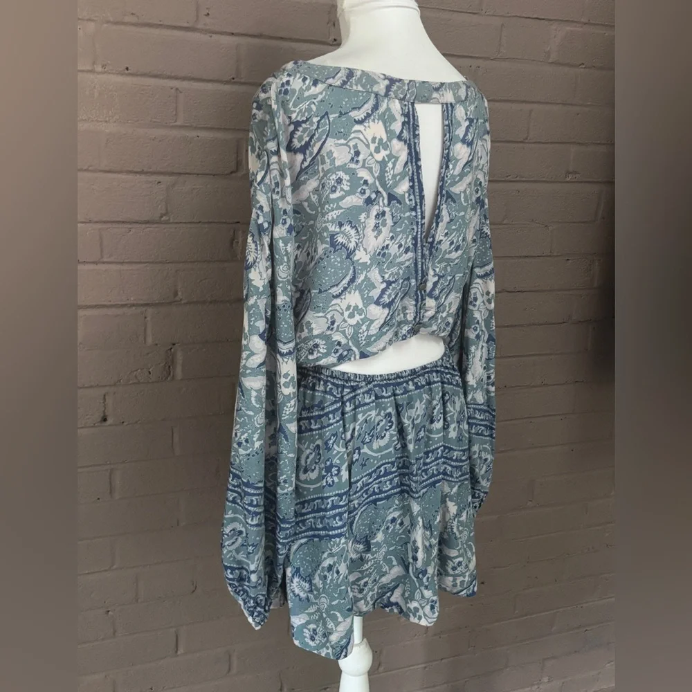 Free People print open back disconnected dress  S